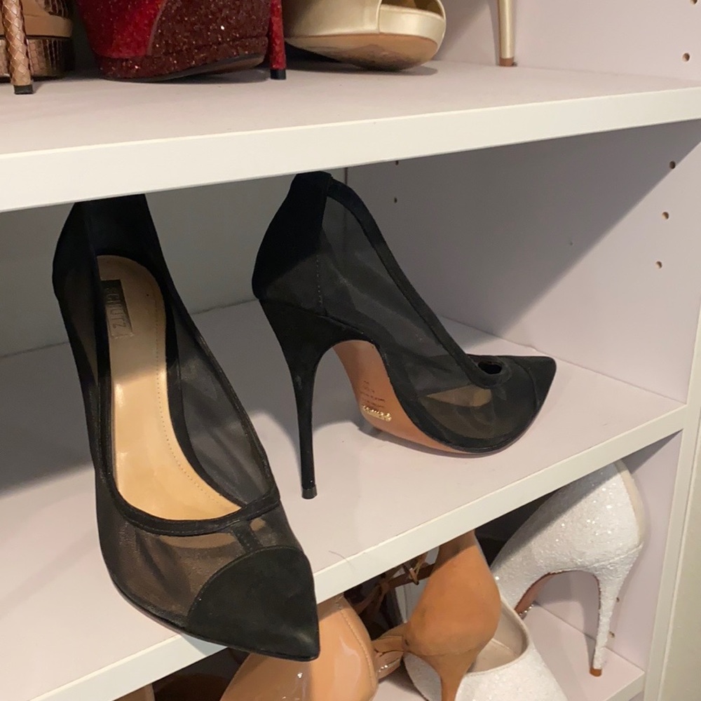 Schutz sheer and suede pumps